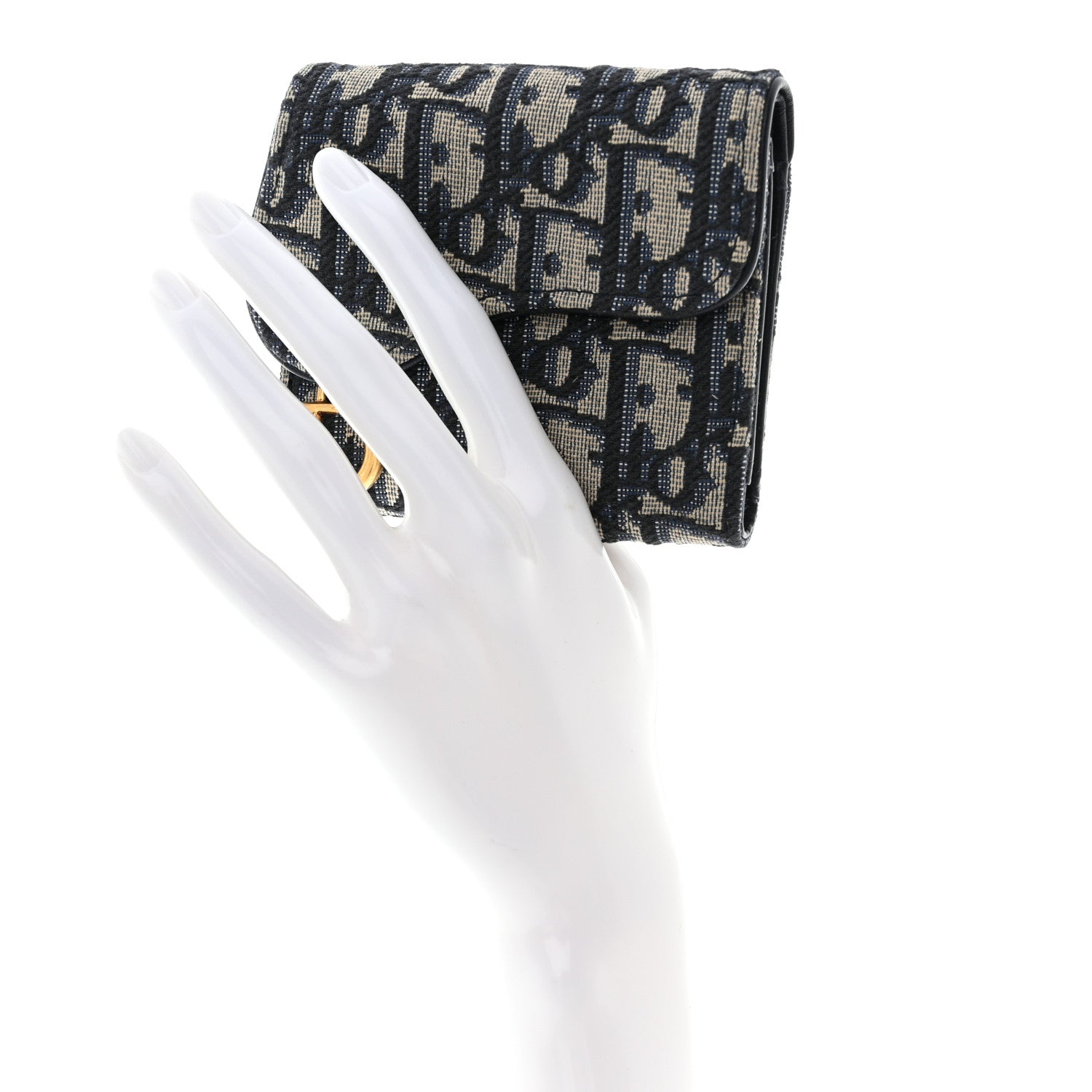 Christian Dior Oblique Saddle Lotus Wallet Blue 2 of 12