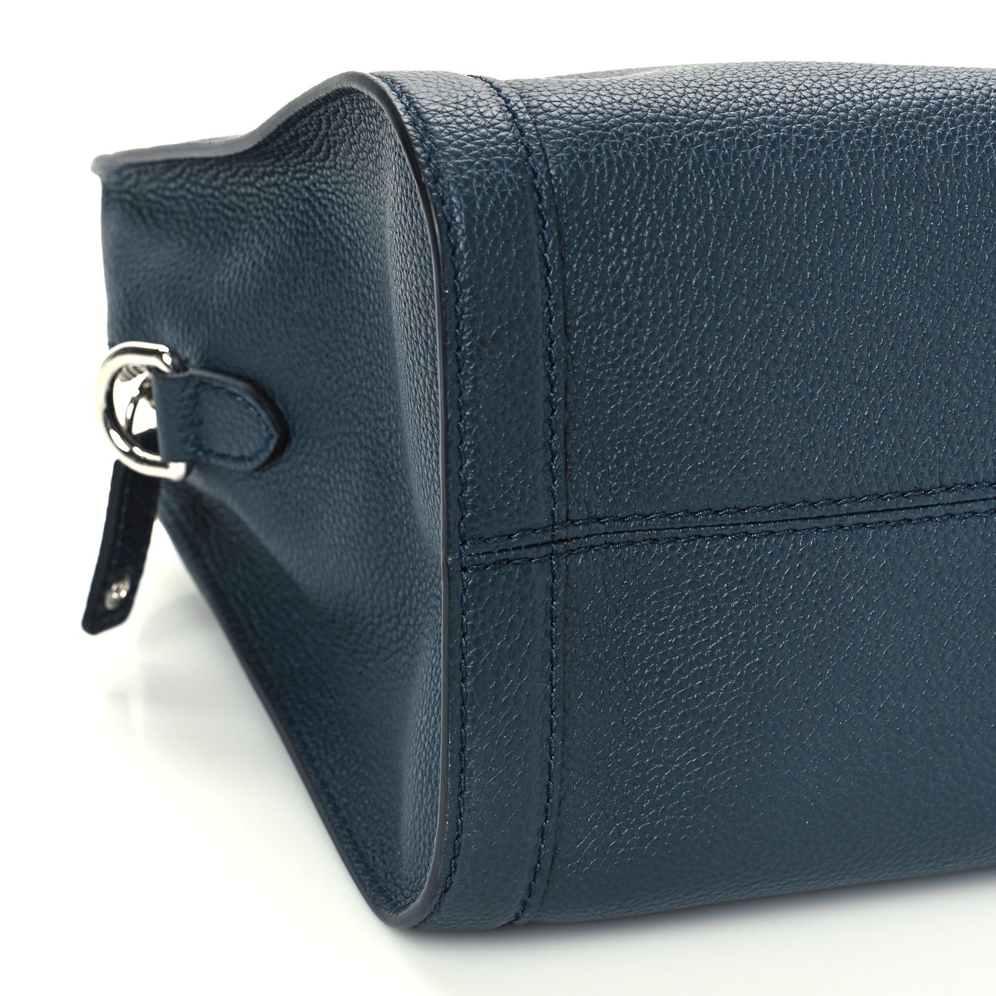 Pebbled Calfskin Small Skull Padlock Zip Around Tote Navy Blue