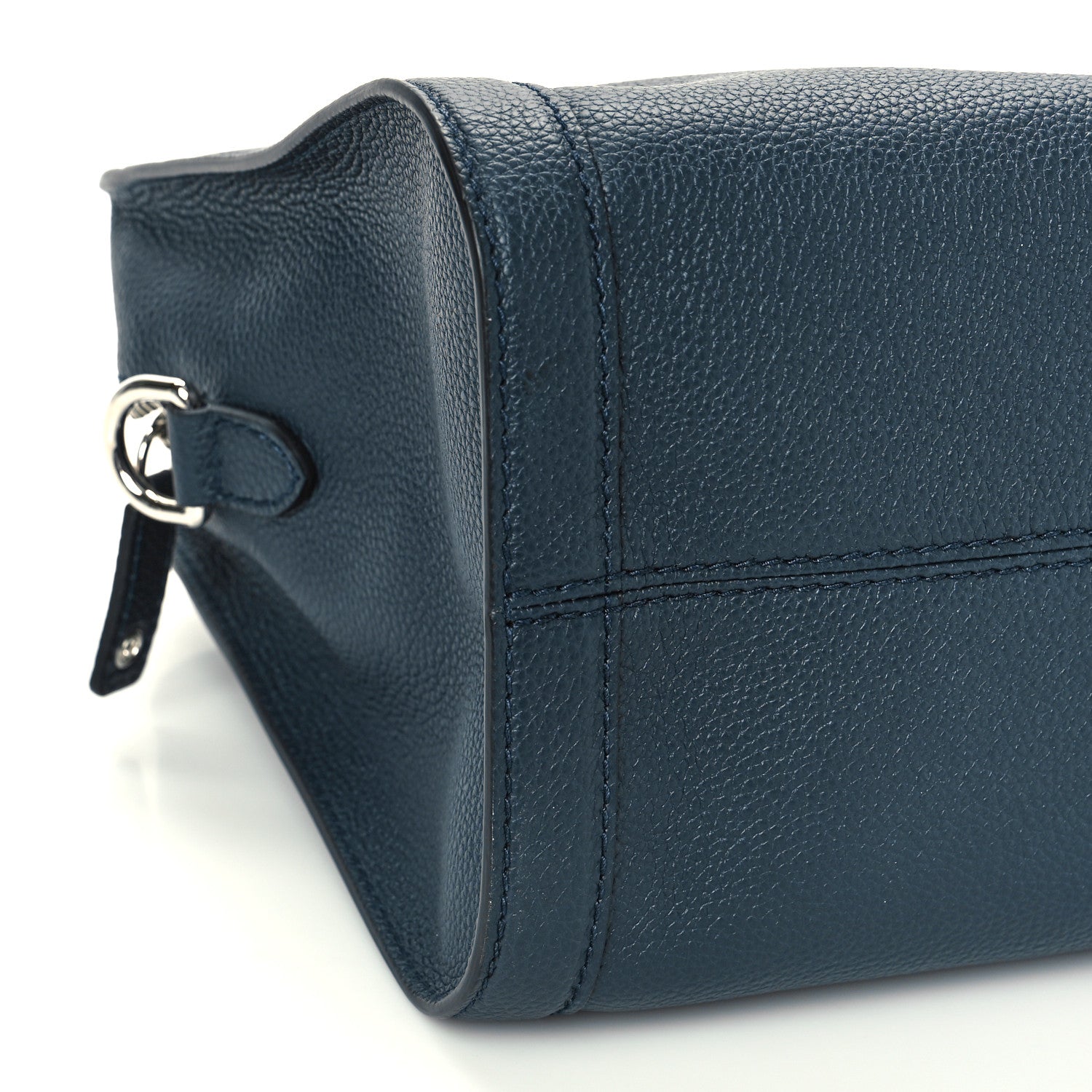 Alexander McQueen Pebbled Calfskin Small Skull Padlock Zip Around Tote Navy Blue 7 of 8