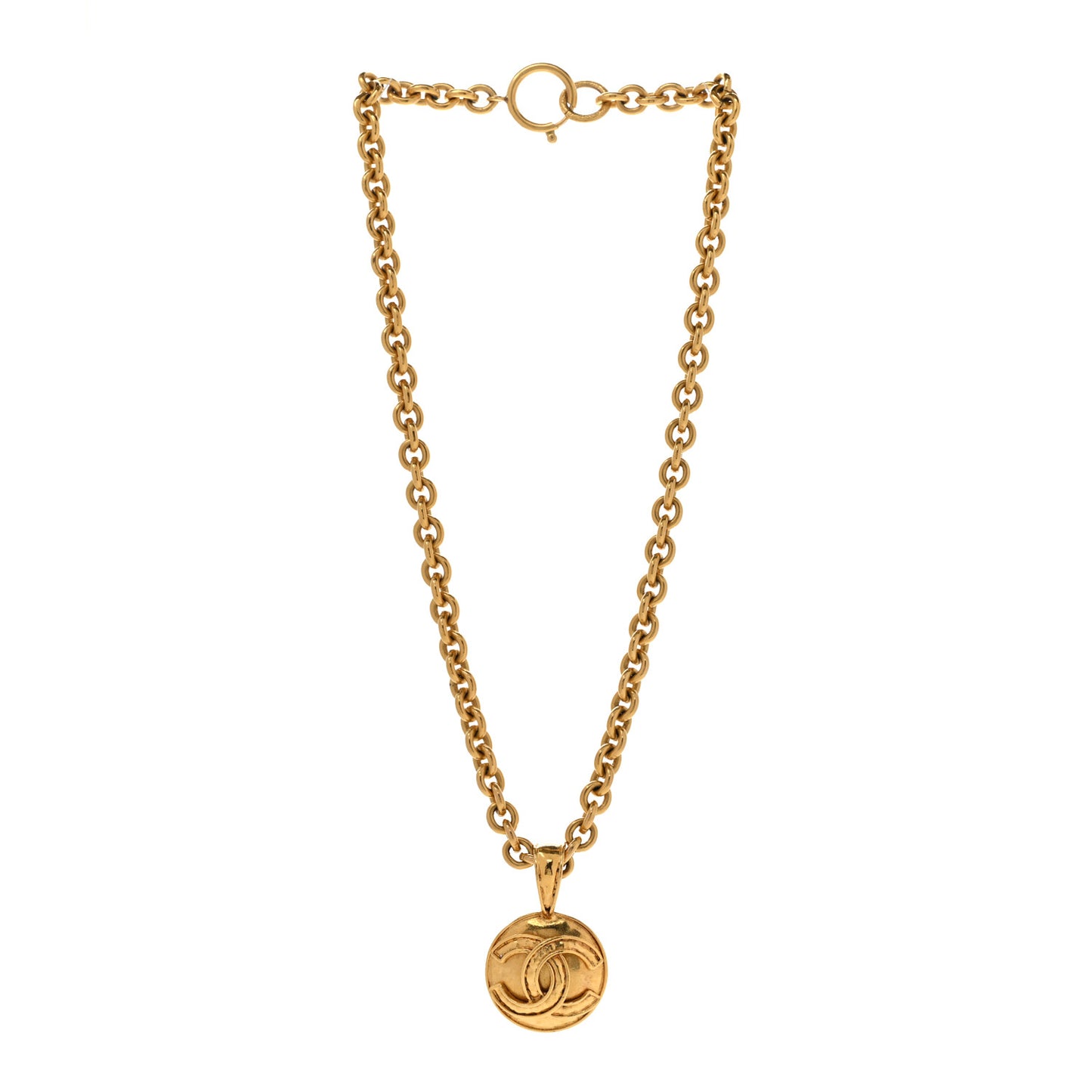 Metal CC Chain Pendant Necklace Gold