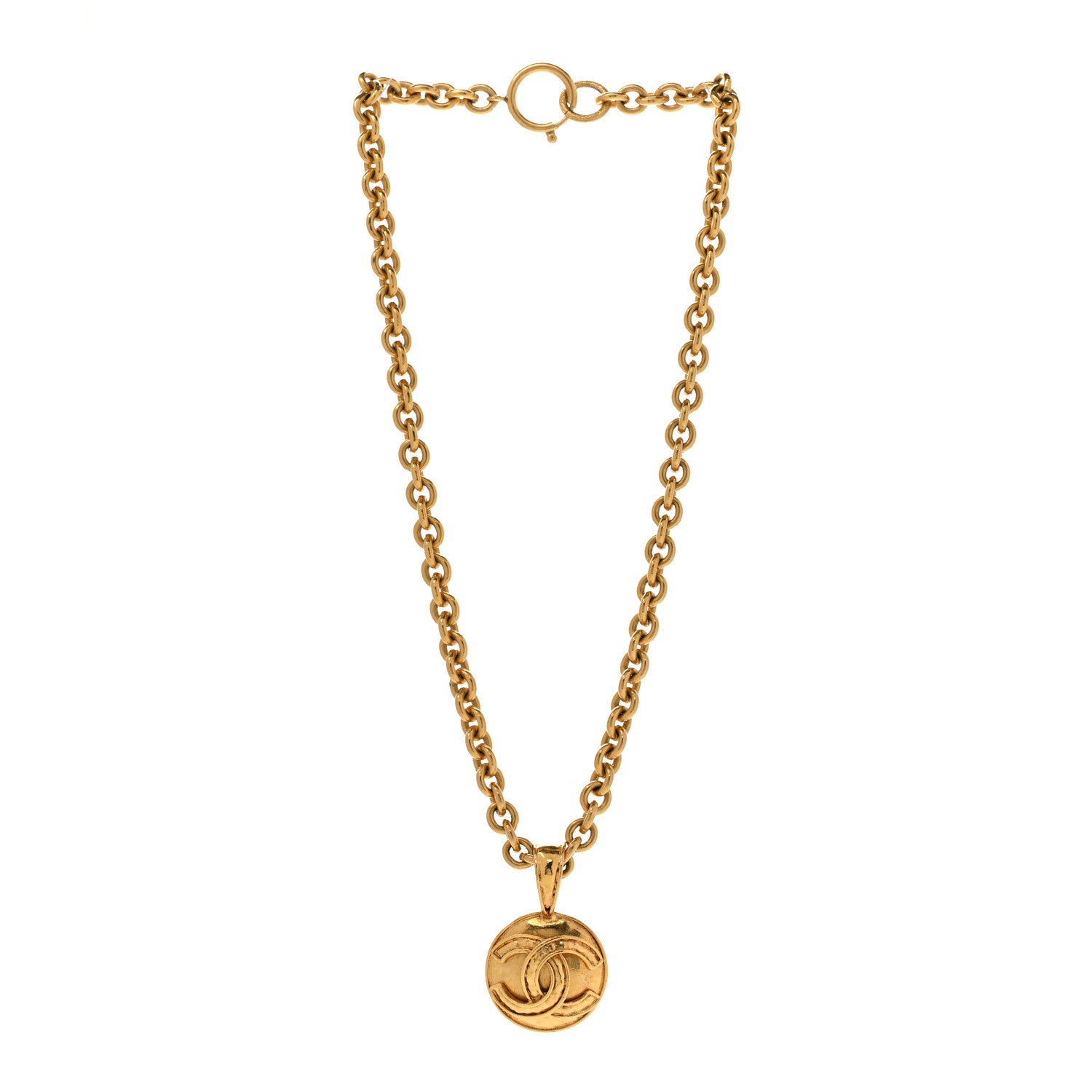 Chanel Metal CC Chain Pendant Necklace Gold 3 of 8