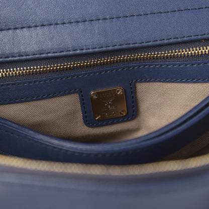MCM Saffiano Top Handle Tote Blue 8 of 10