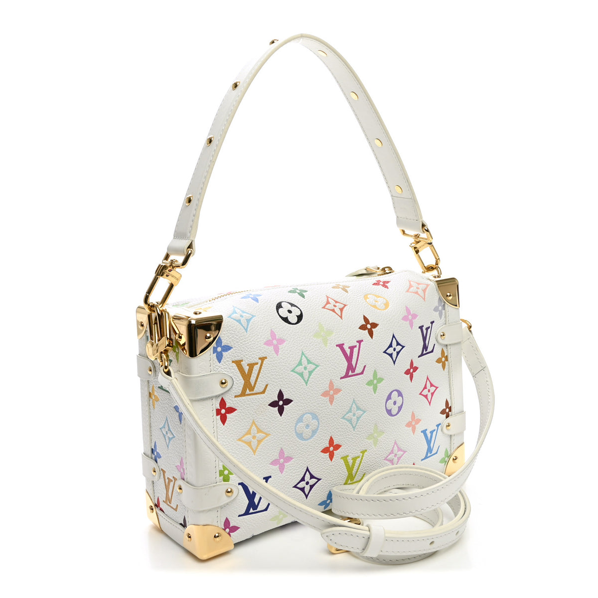 LV x TM Cowhide Monogram Multicolor Side Trunk MM White