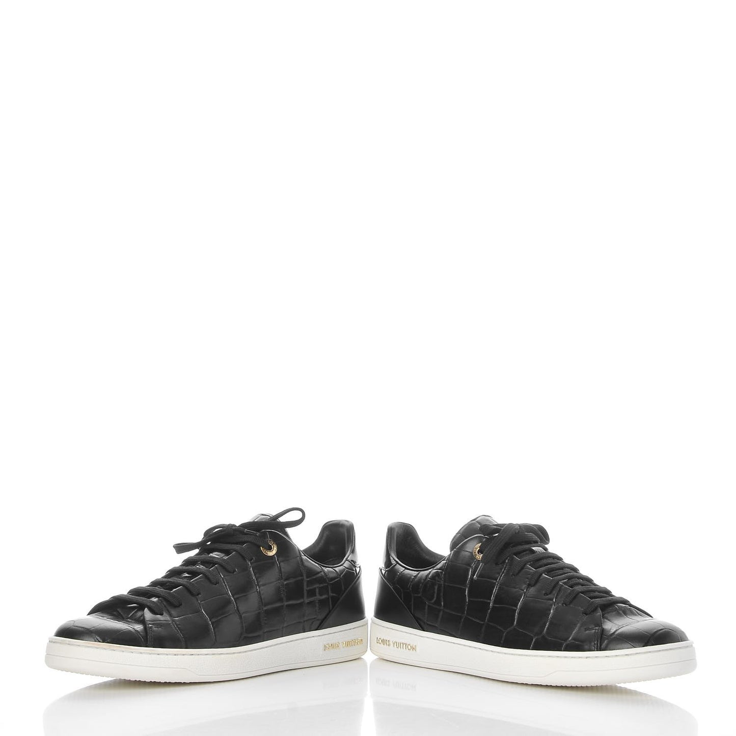 Calfskin Crocodile Embossed Frontrow Sneakers 39.5 Black