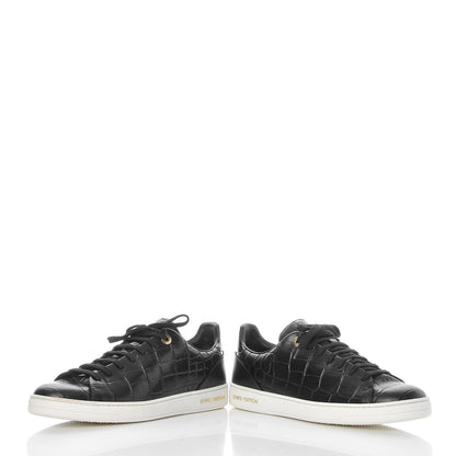 Louis Vuitton Calfskin Crocodile Embossed Frontrow Sneakers 39.5 Black 6 of 11