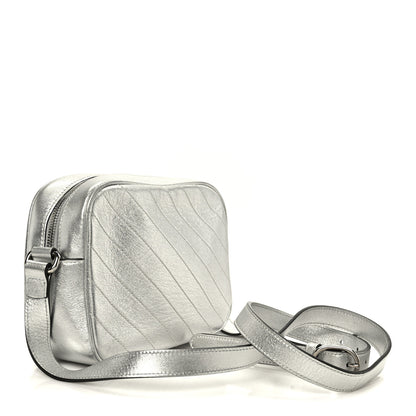 Gucci Metallic Sakai Be Green Calfskin Diagonal Stitched Small Blondie Shoulder Bag Silver 3 of 10