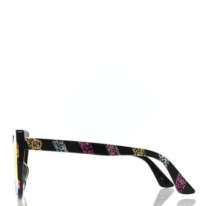 Gucci Glitter Acetate Cat Eye Sunglasses GG0325SA Black Yellow 3 of 8