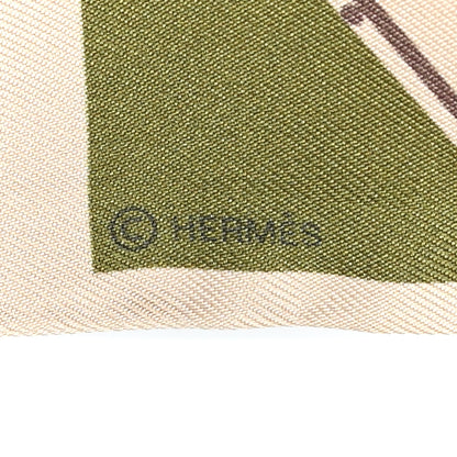 Hermes Silk Figures Libres Twilly Beige Vert Orange 3 of 3