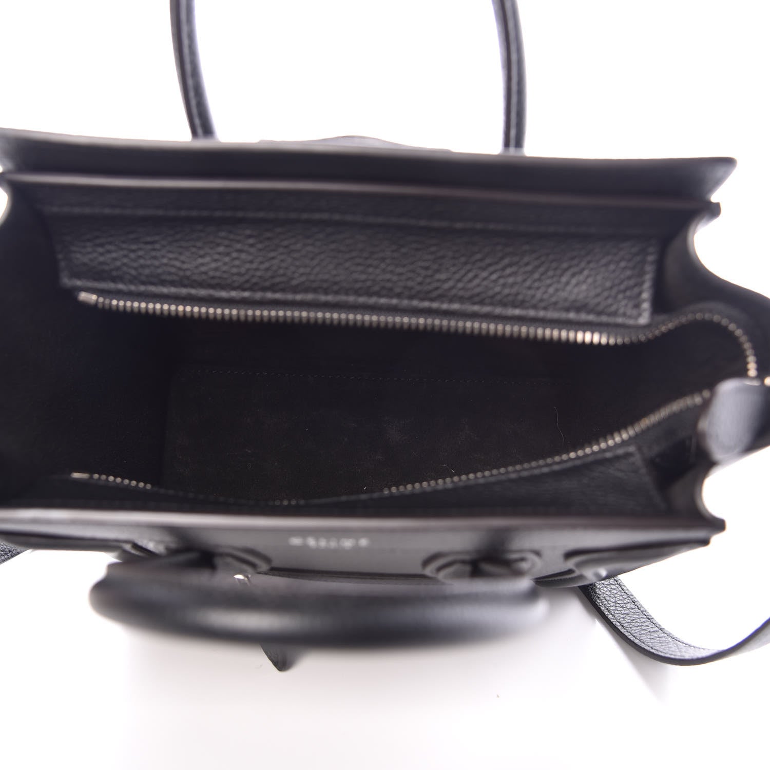 Celine Drummed Calfskin Nano Luggage Black 5 of 9
