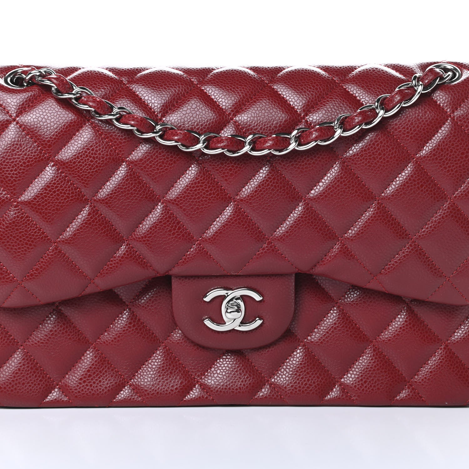 Chanel Caviar Quilted Jumbo Double Flap Dark Red 8 of 11