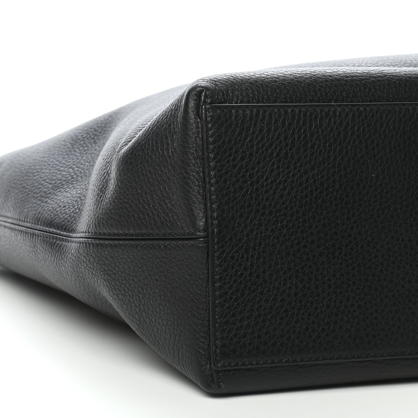 Grained Calfskin Rockstud Shoulder Tote Black