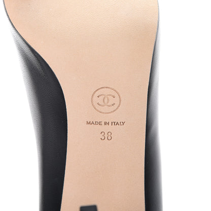 Chanel Lambskin Grosgrain Cap Toe CC Pumps 38 Black 7 of 8