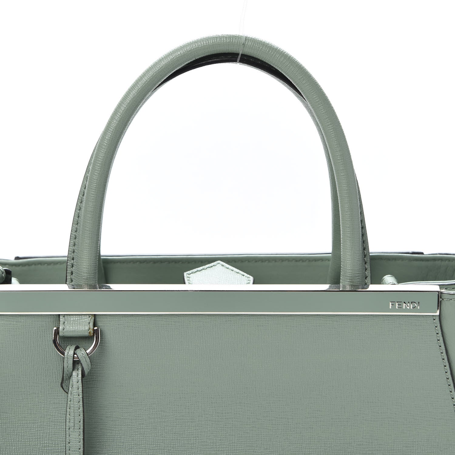 Fendi Vitello Elite Flamingo Petite 2Jours Tote Menta 9 of 9