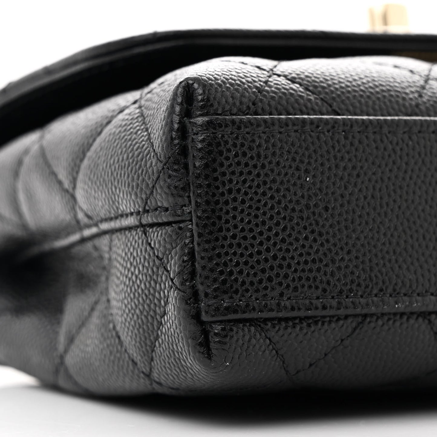 Caviar Quilted Coco Handle Clutch With Chain Black