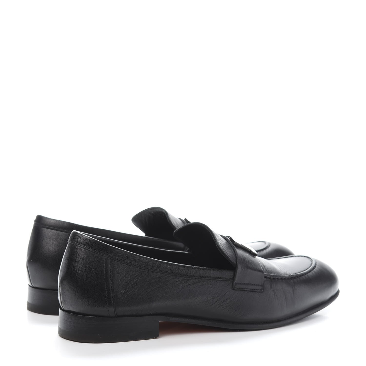 Hermes Goatskin Mens Paris Loafers 40 Black 4 of 9