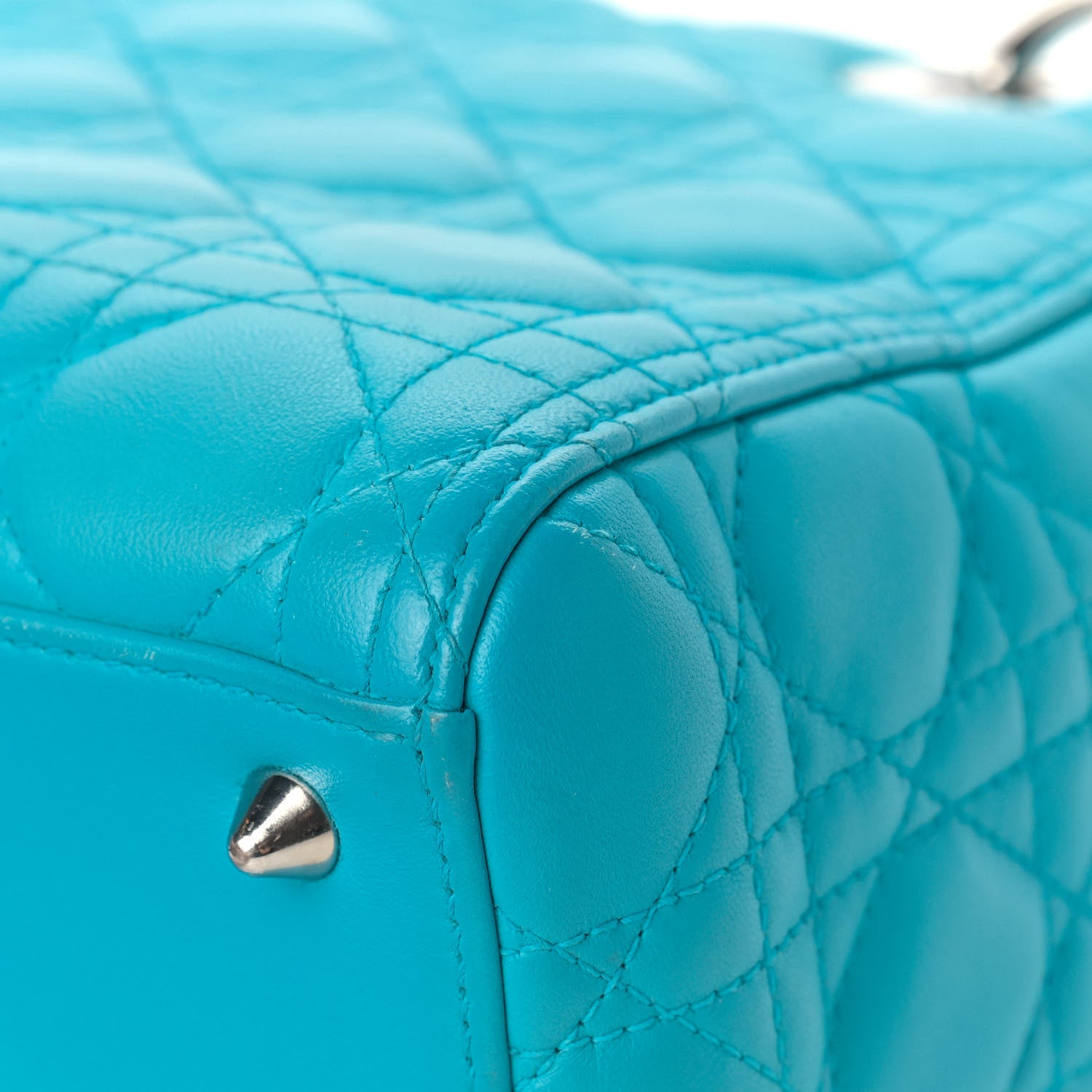 Christian Dior Lambskin Cannage Medium Lady Dior Turquoise 10 of 18