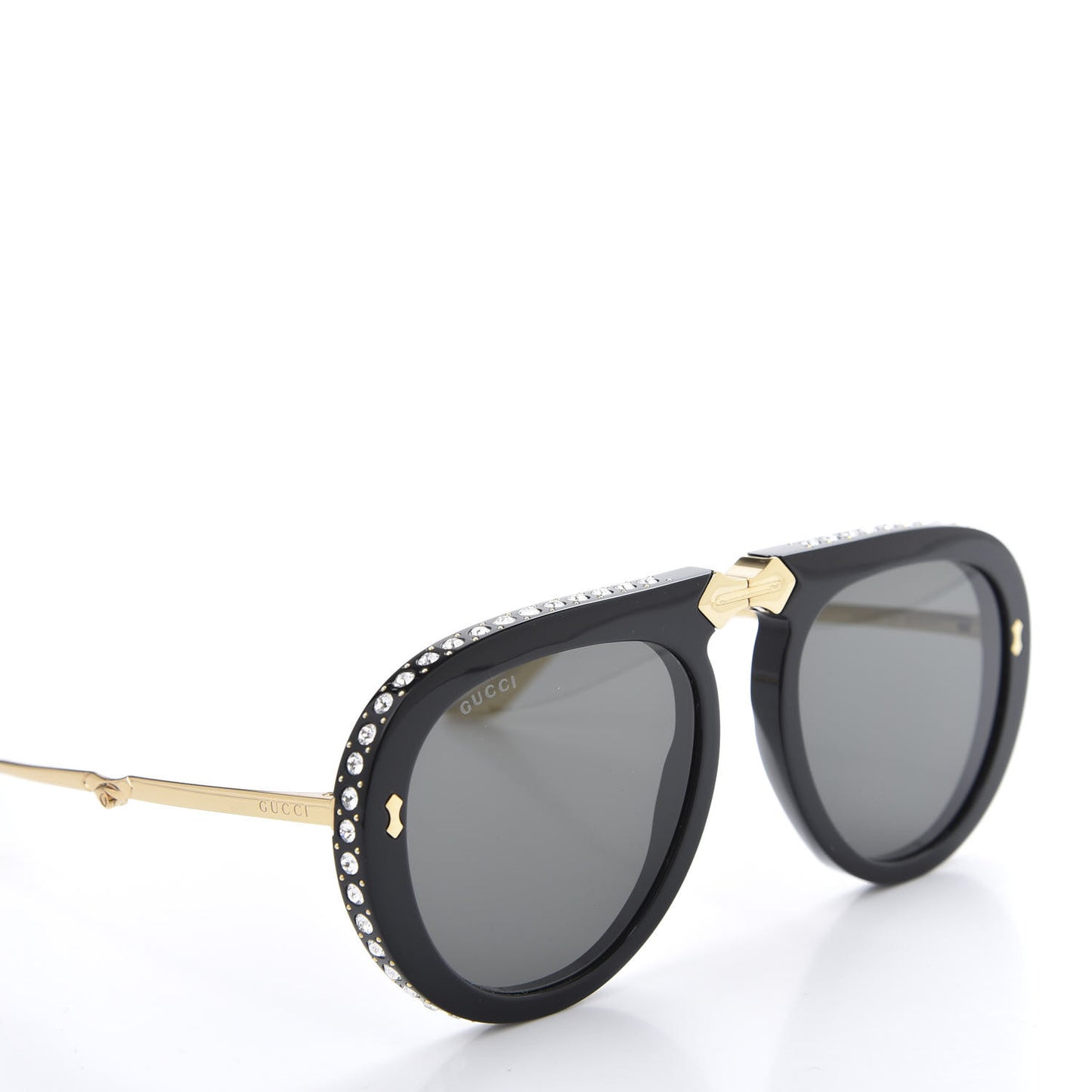 Acetate Crystal Foldable Aviator Sunglasses GG0307S Black