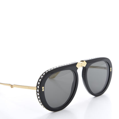 Gucci Acetate Crystal Foldable Aviator Sunglasses GG0307S Black 7 of 8