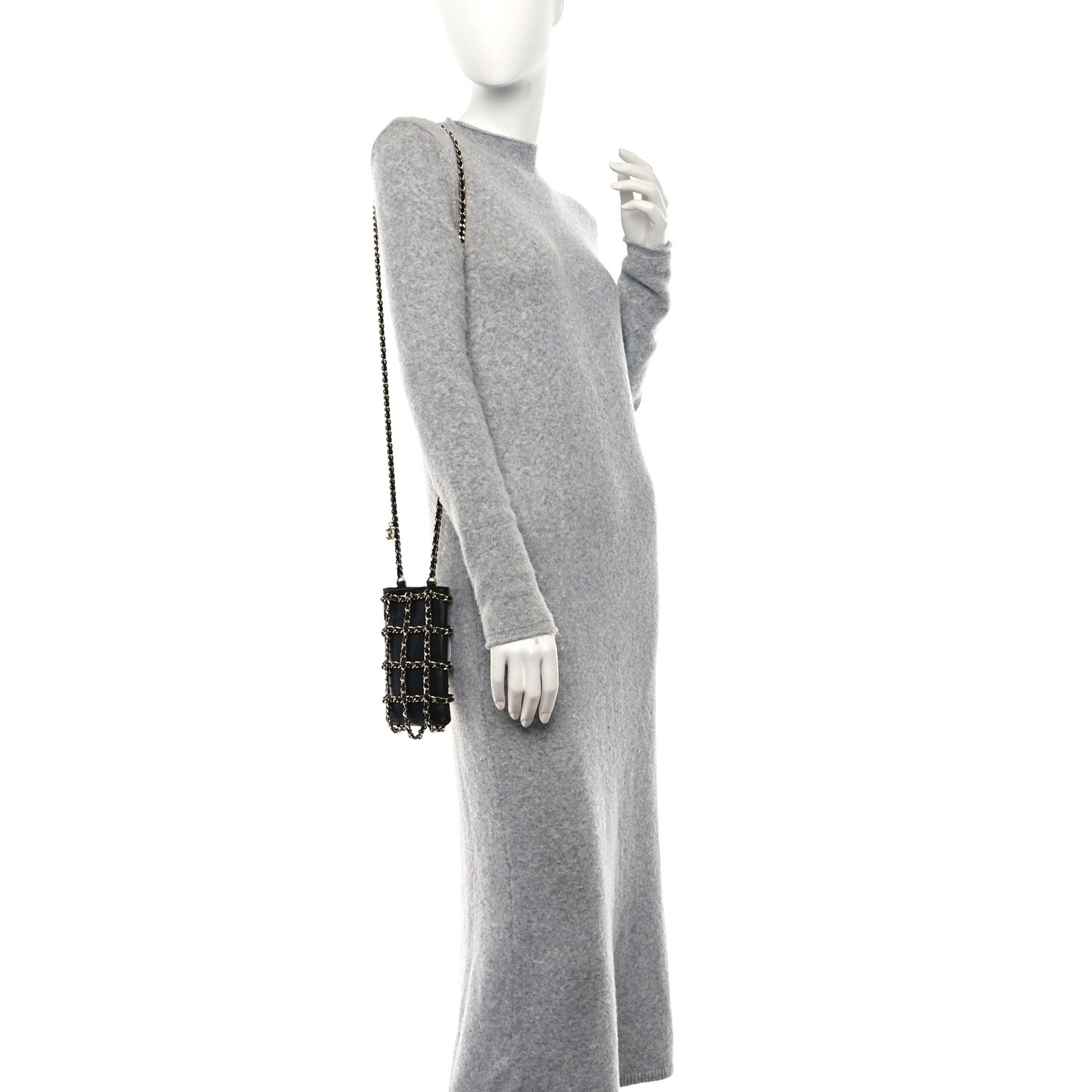 Lambskin Tech Me Out Clutch With Chain Black