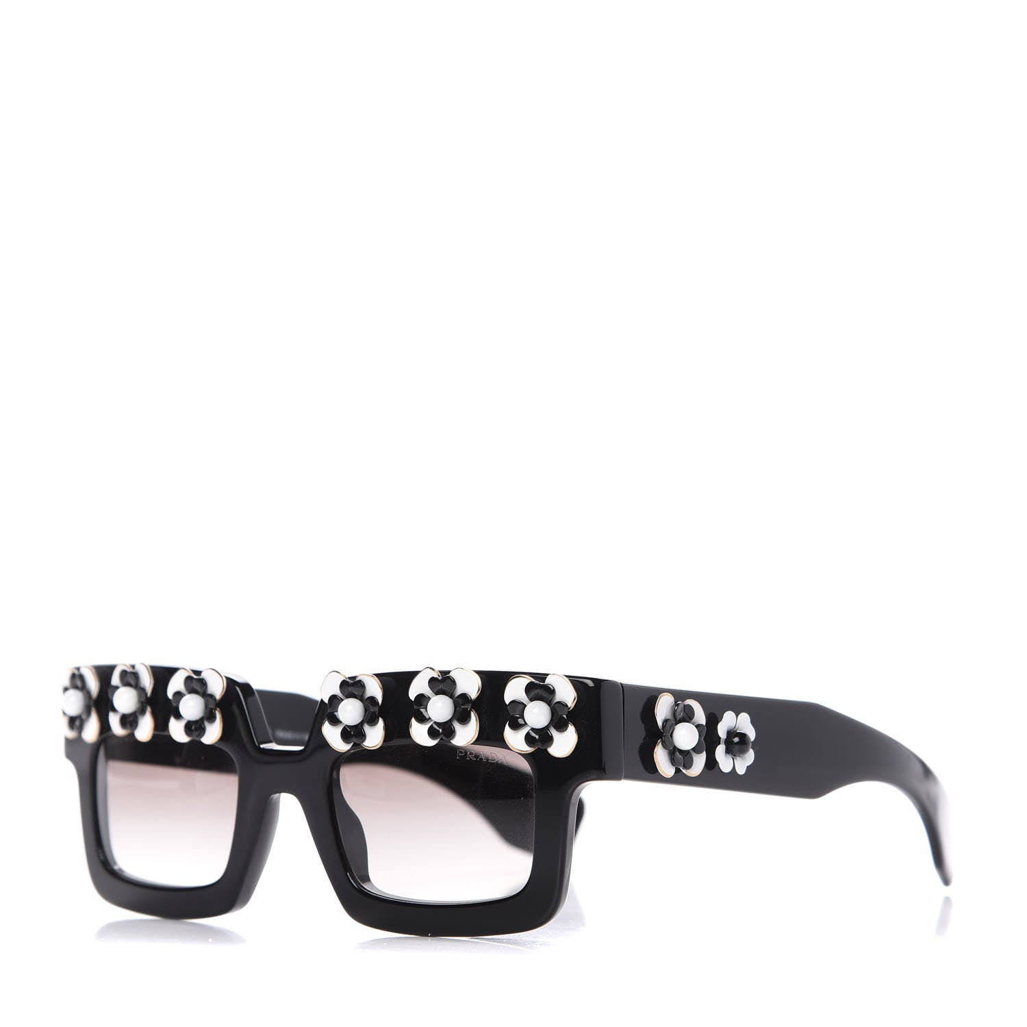 Prada Acetate Flower Poeme Sunglasses SPR25P Black 1 of 6