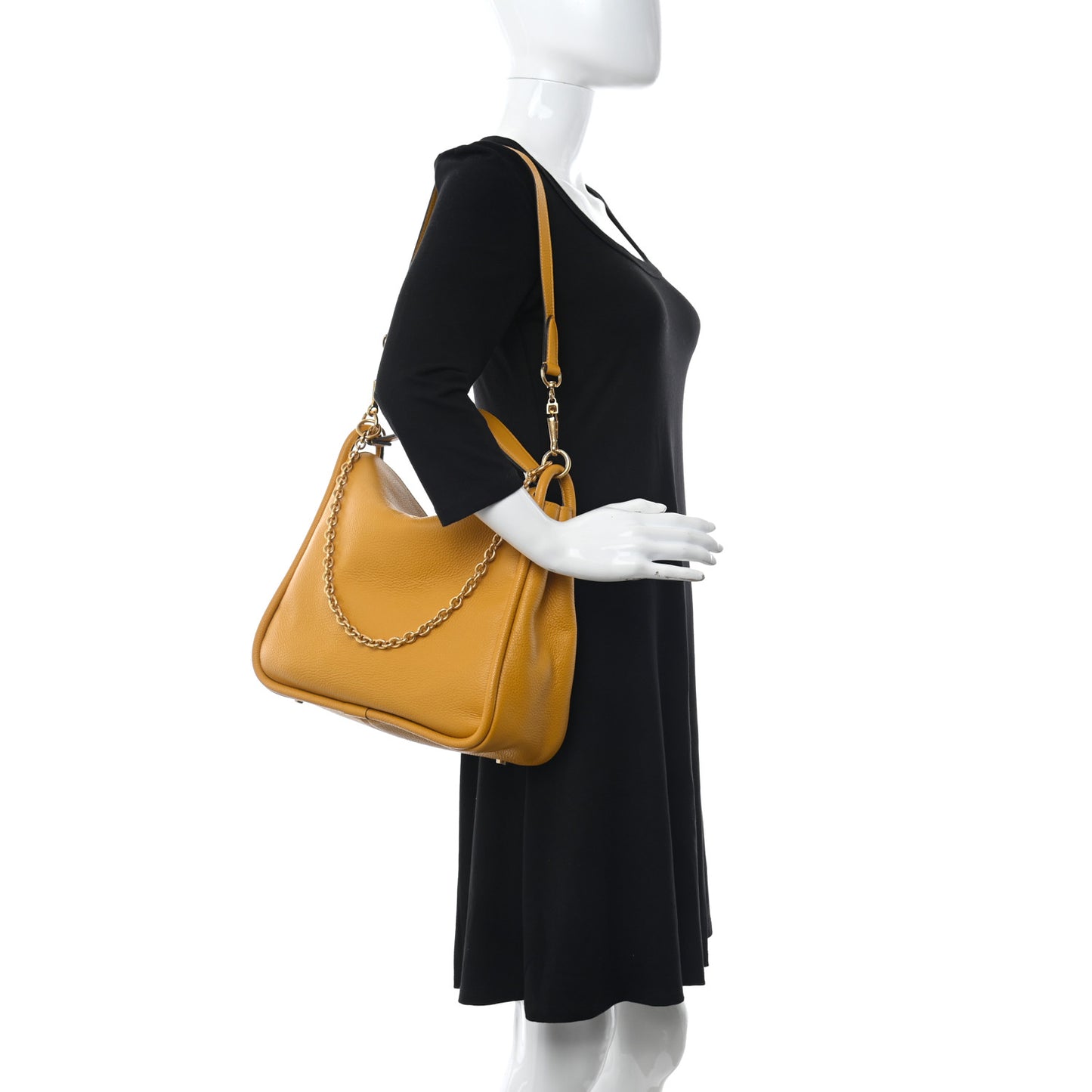 Small Classic Grain Calfskin Leighton Deep Amber