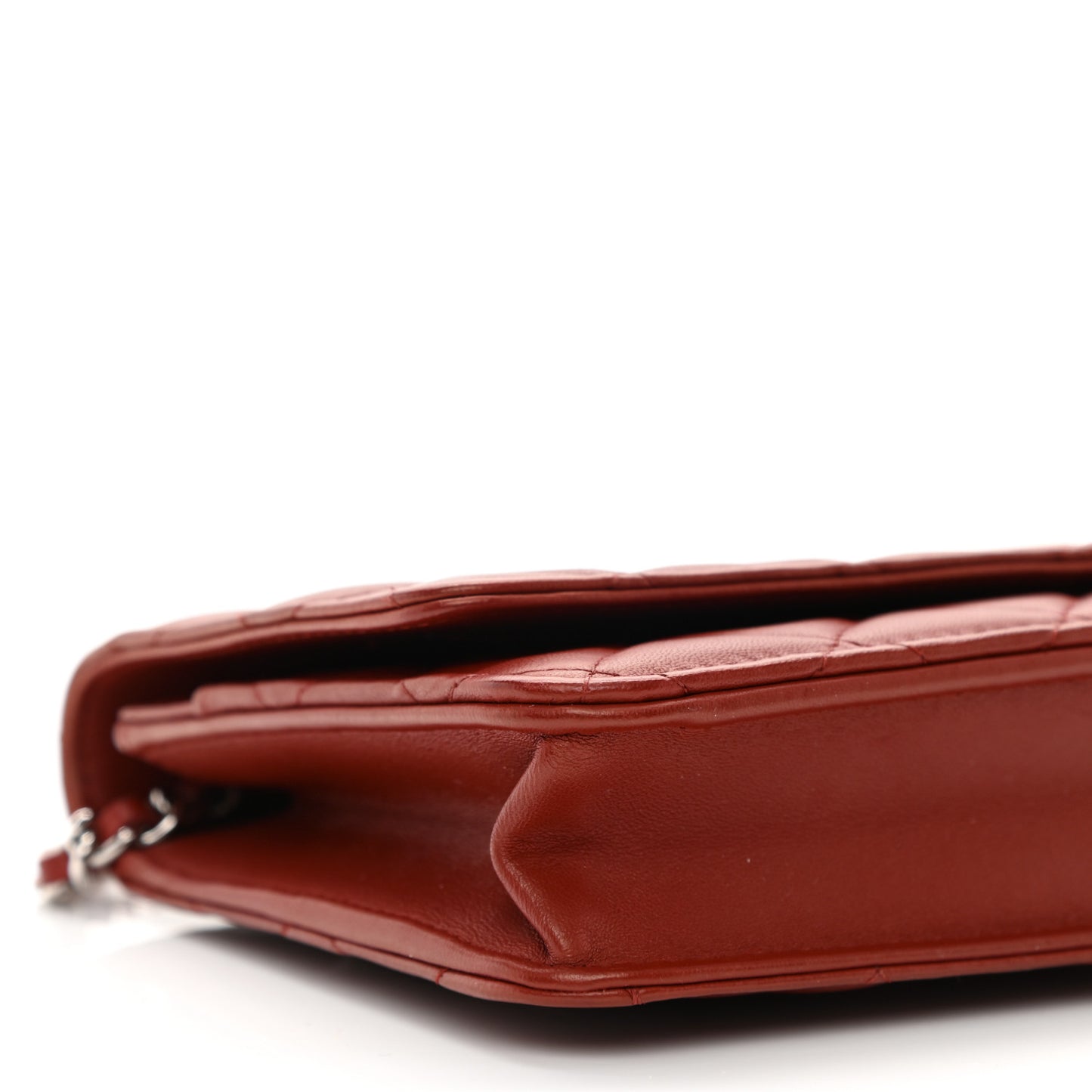 Lambskin Quilted Wallet On Chain WOC Dark Red