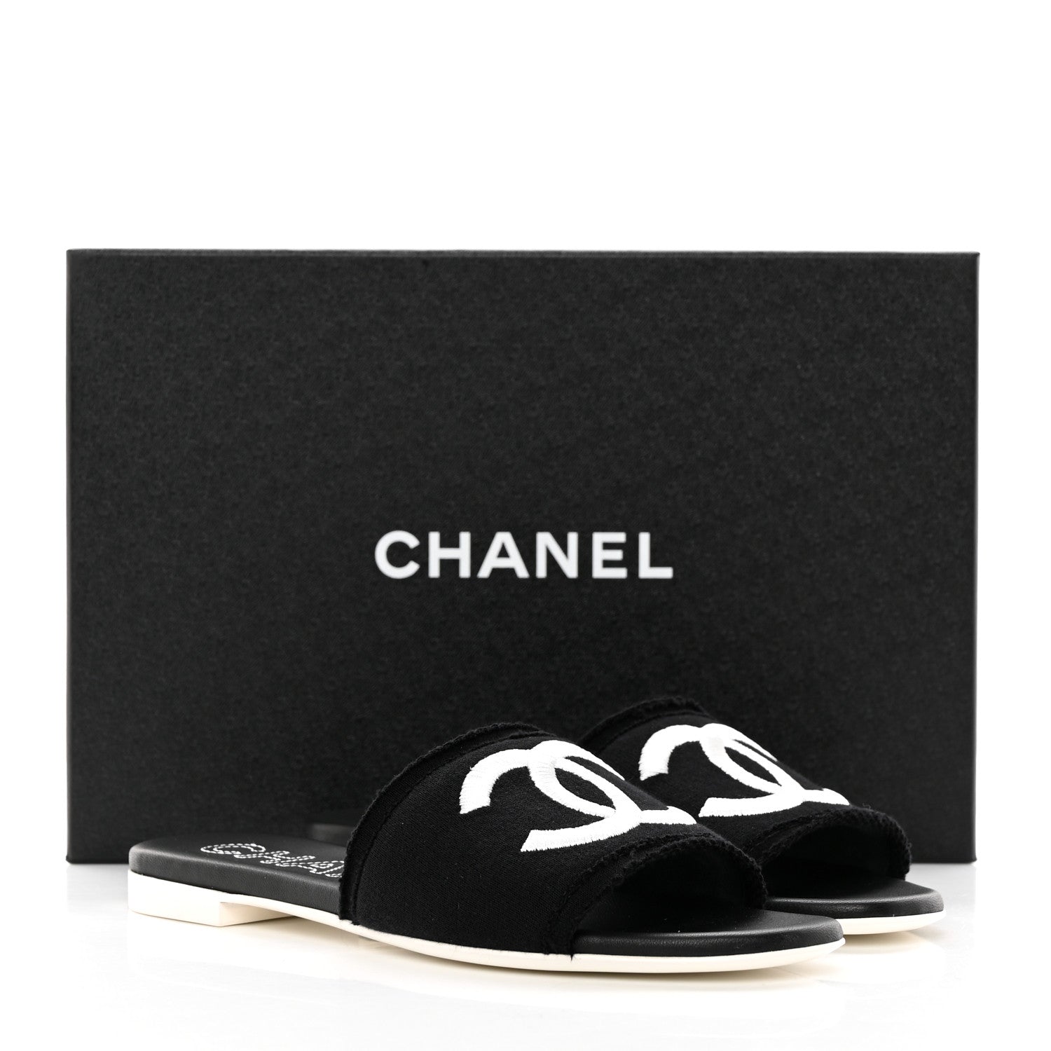 Chanel Jersey Knit CC Mules 37.5 Black 9 of 9