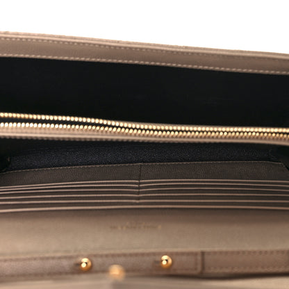 Saint Laurent Grain De Poudre Mixed Matelasse Triquilt Monogram Chain Wallet Dark Beige 11 of 22