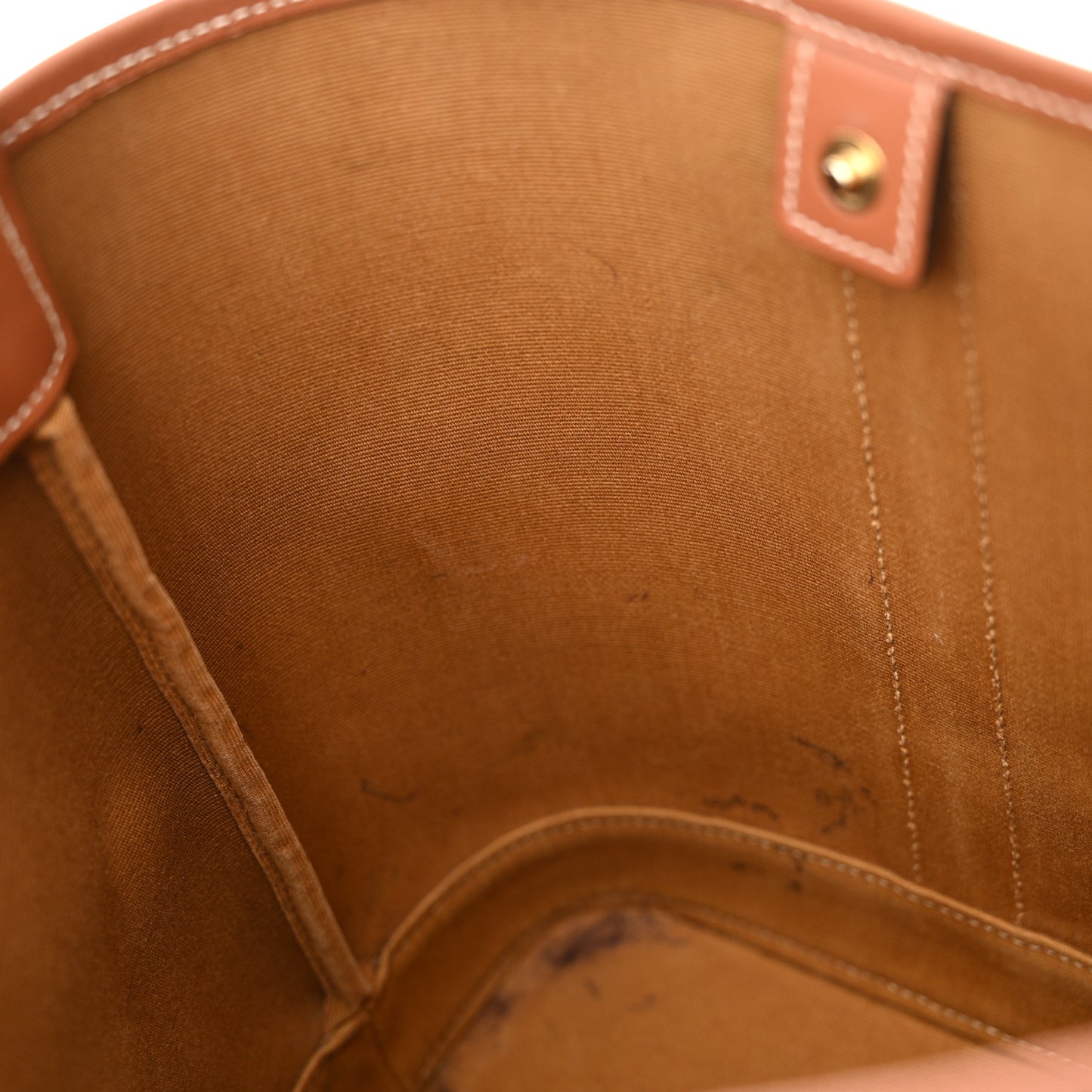 Triomphe Canvas Calfskin Small Bucket Bag Tan