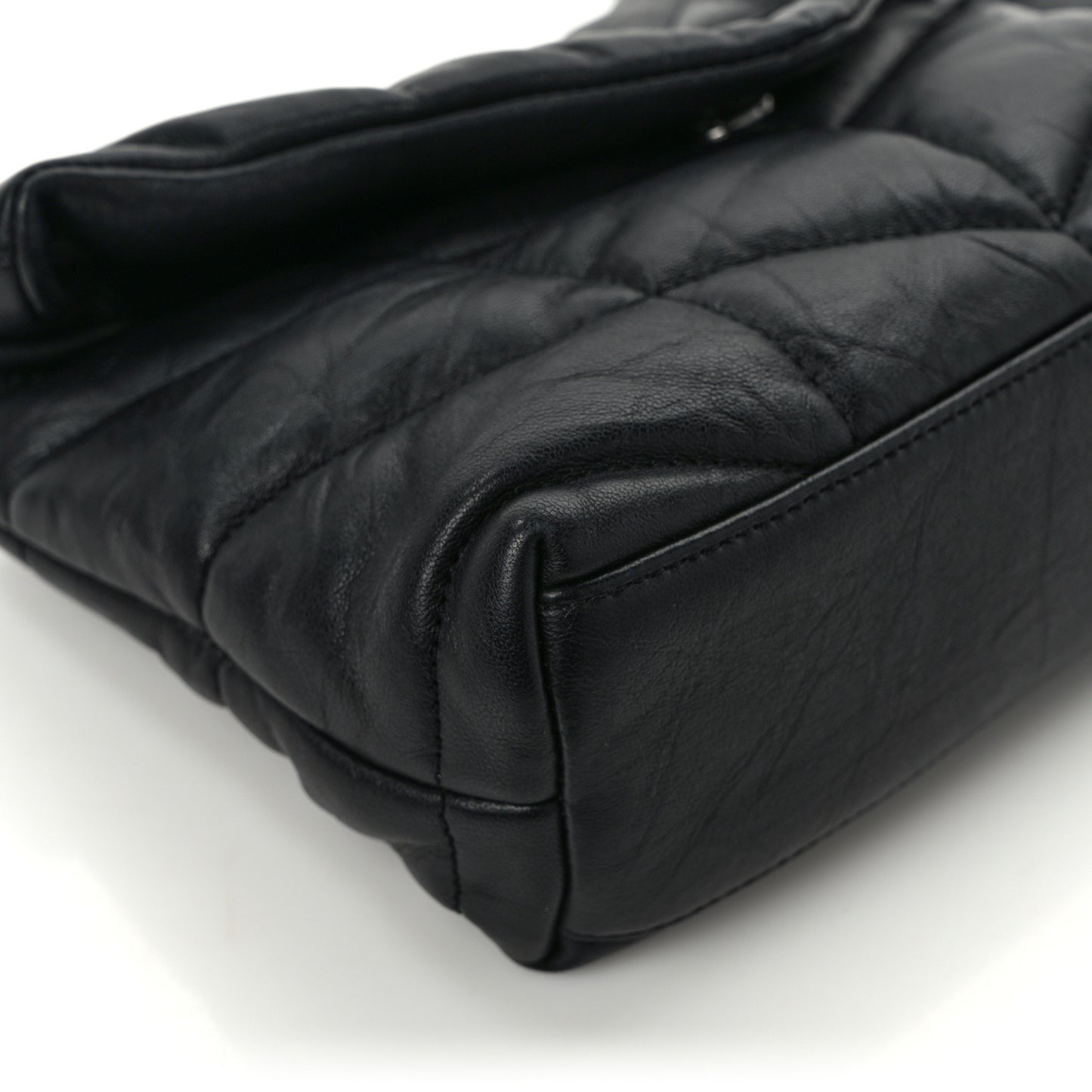 Calfskin Quilted Toy Loulou Puffer Monogram Monochrome Chain Satchel Black