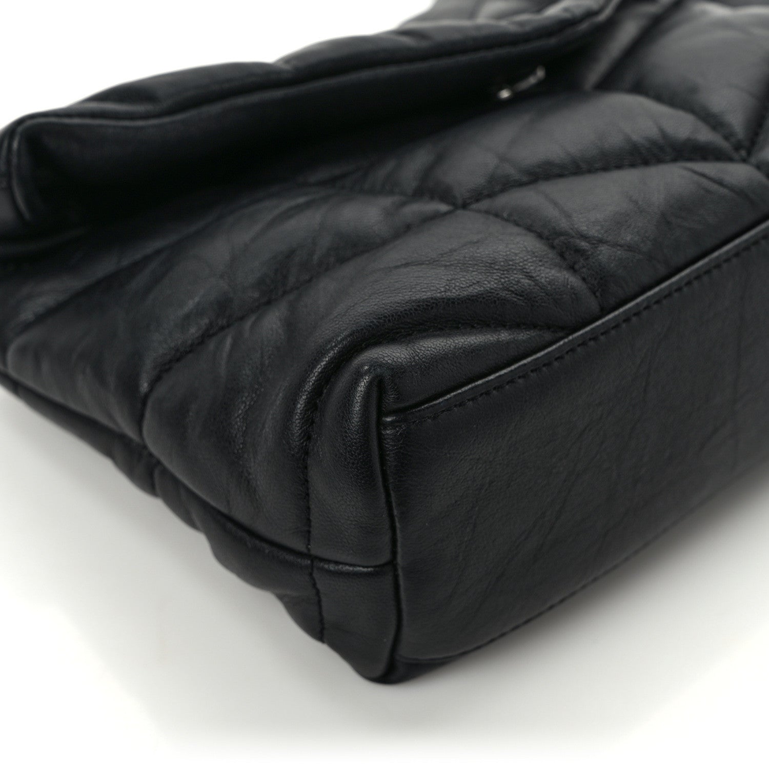 Saint Laurent Calfskin Quilted Toy Loulou Puffer Monogram Monochrome Chain Satchel Black 11 of 13