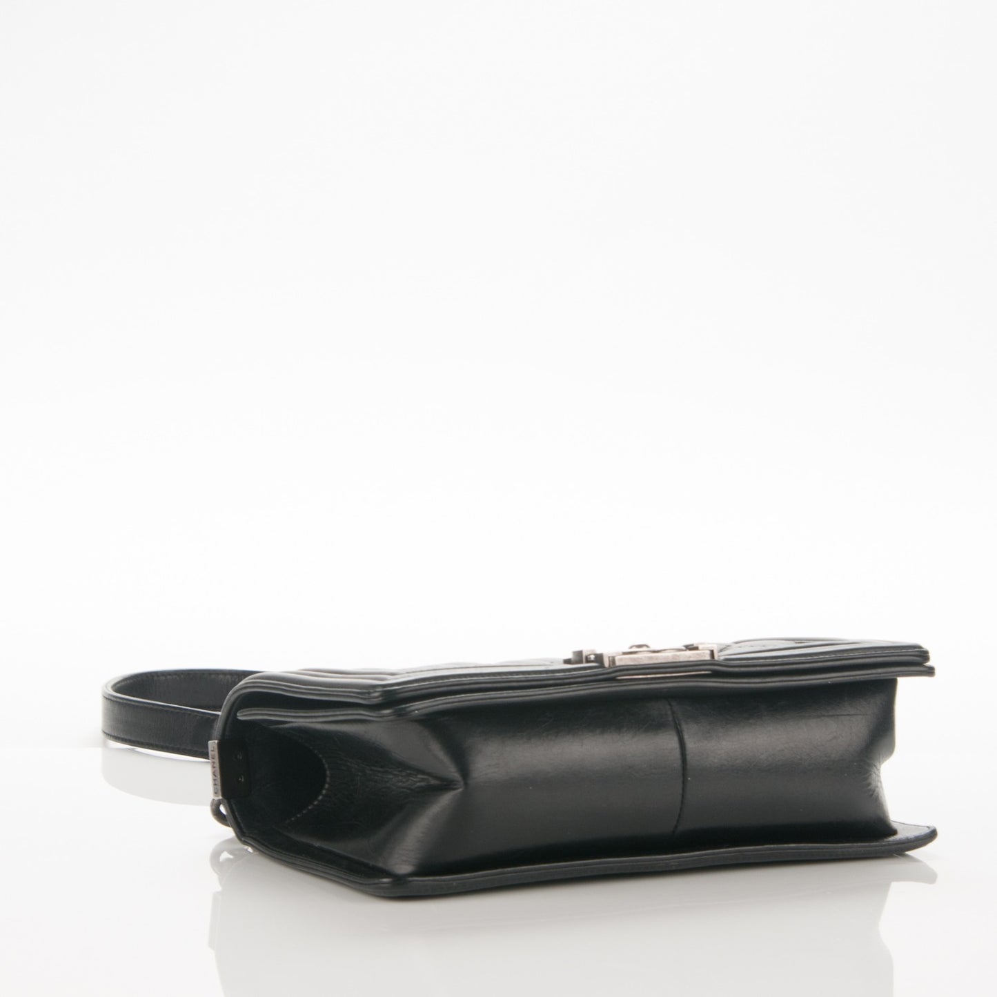 Calfskin Double Stitch Medium Boy Flap Black