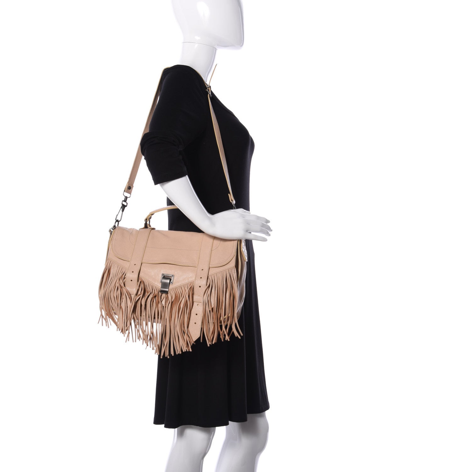 Proenza Schouler Lambskin Fringe Medium PS1 Satchel Nude 2 of 10
