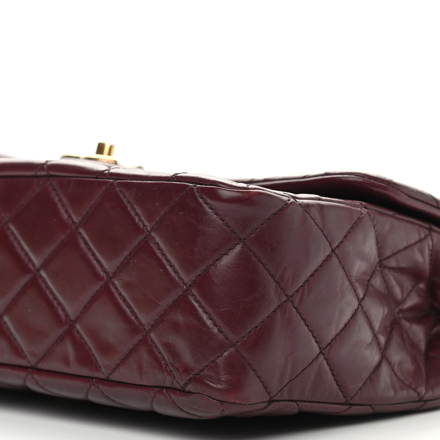 Glazed Calfskin Castle Rock Large Flap Burgundy
