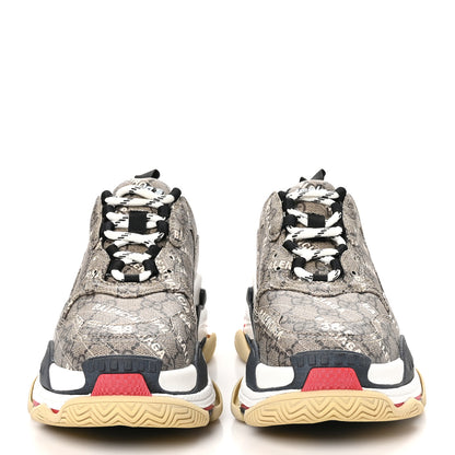 Balenciaga X GUCCI GG Supreme Monogram Allover Logo Womens Triple S Sneakers 38 Beige Ebony Mystic White 2 of 8