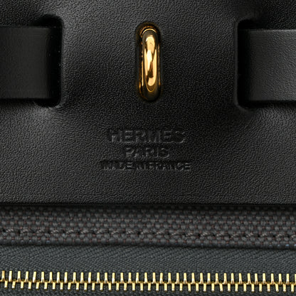 Hermes Military Toile Vache Hunter Laque Herbag Zip Retourne 31 PM Ardoise Black 7 of 12