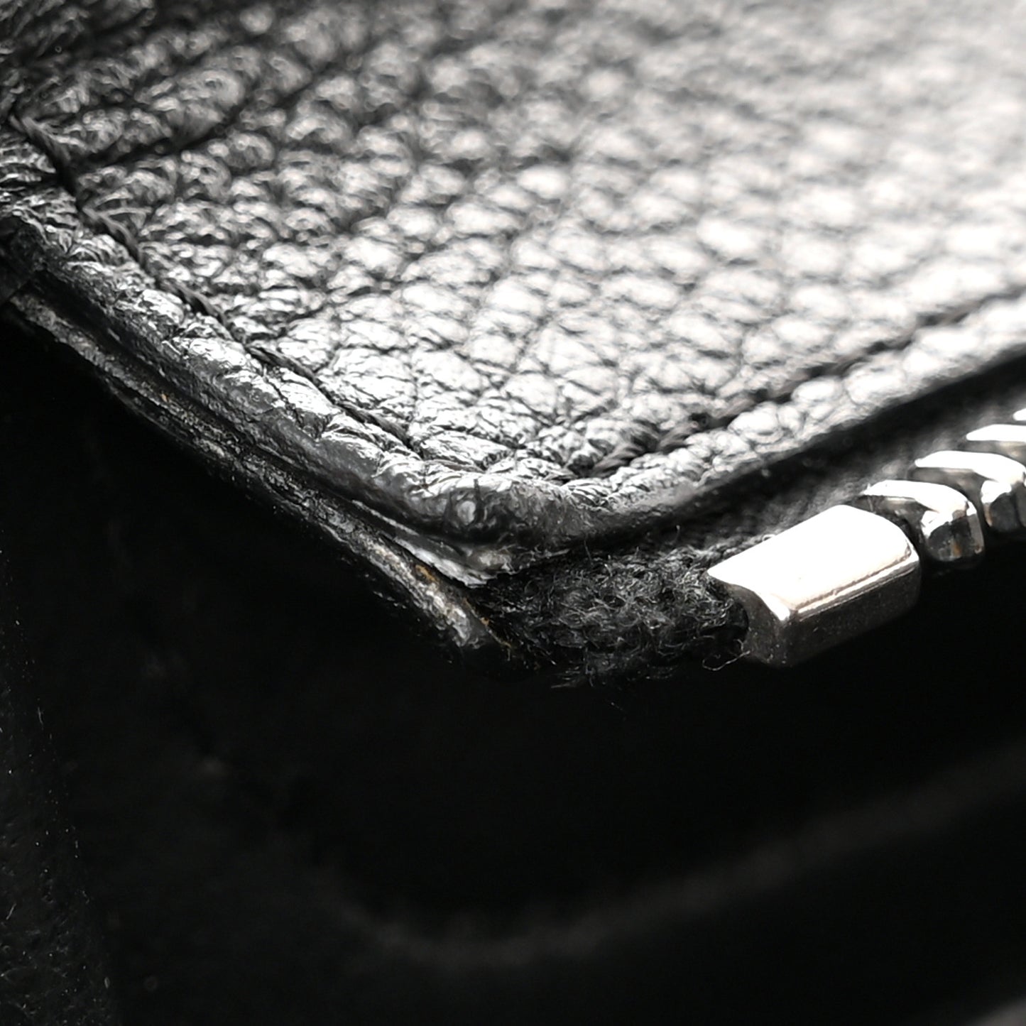 Drummed Calfskin Suede Small Trapeze Black