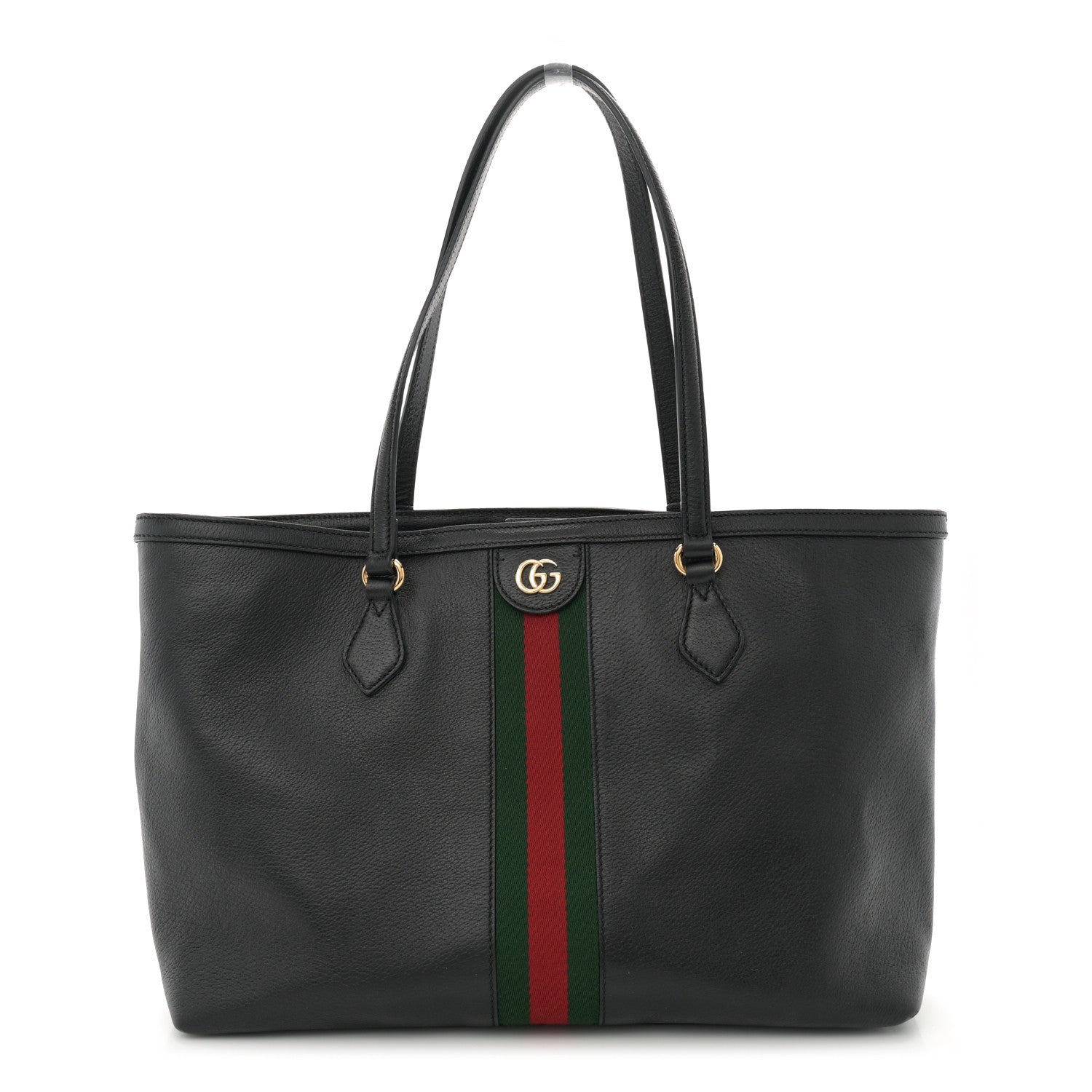 Gucci Textured Calfskin Web Medium Ophidia Shopping Tote Black 1 of 15