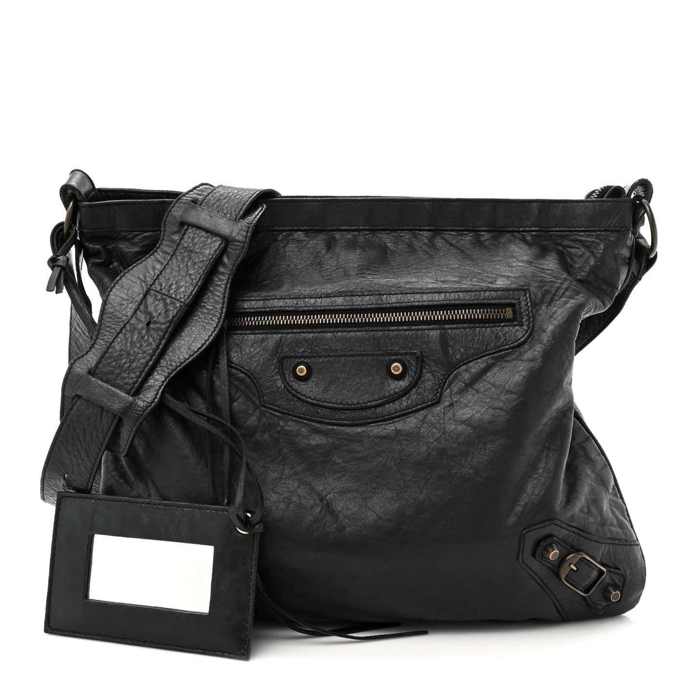 Agneau Classic Hardware Flat Messenger Black