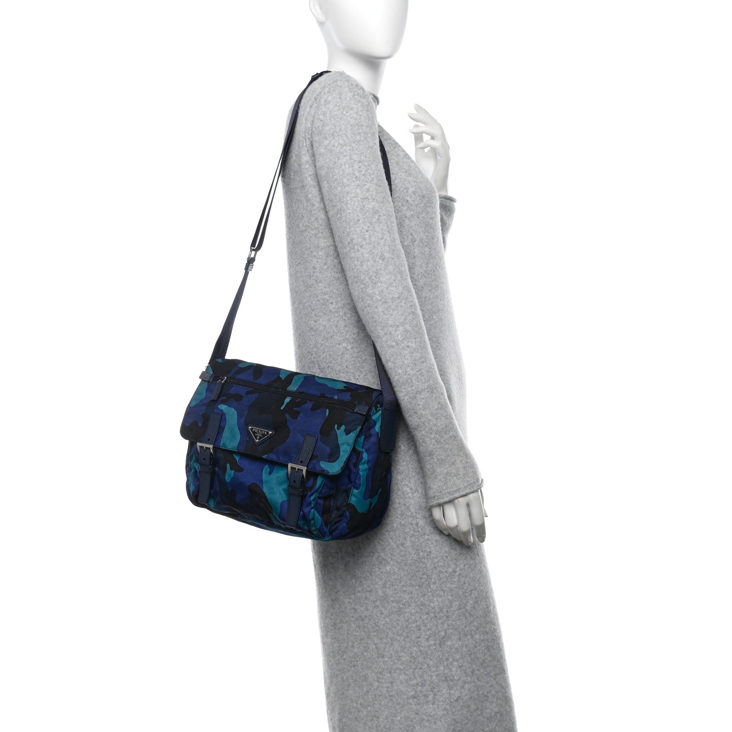 Prada Tessuto Nylon Camouflage Messenger Bag Royal 2 of 13
