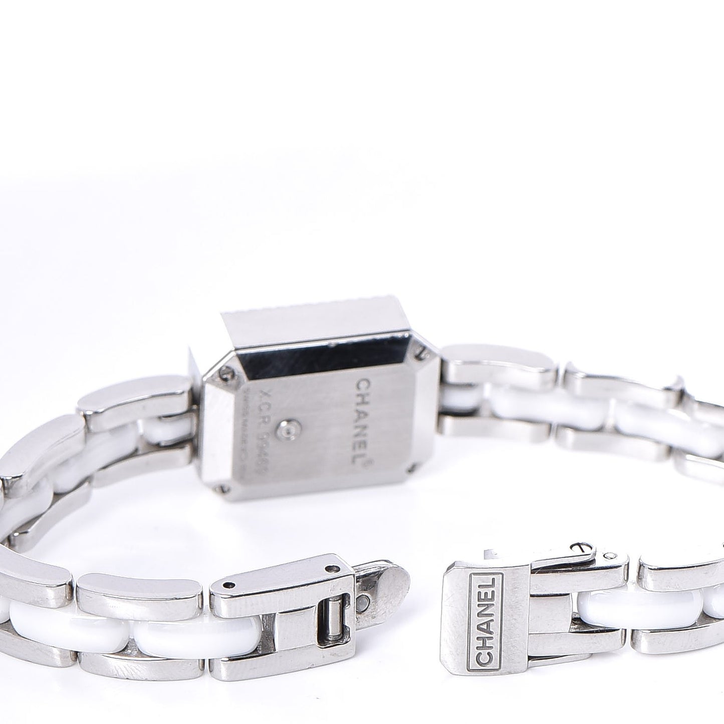 Stainless Steel Ceramic Diamond Bezel 16mm Chain Premiere Quartz Watch White