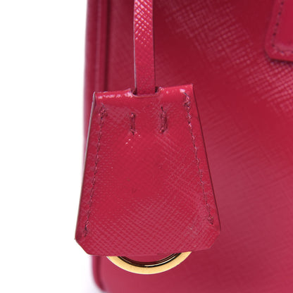 Prada Saffiano Vernice Mini Galleria Double Zip Tote Peonia 15 of 18