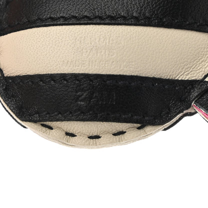 Hermes Milo Lambskin Geegee Savannah Bag Charm Craie Black Rose Mexico 3 of 4