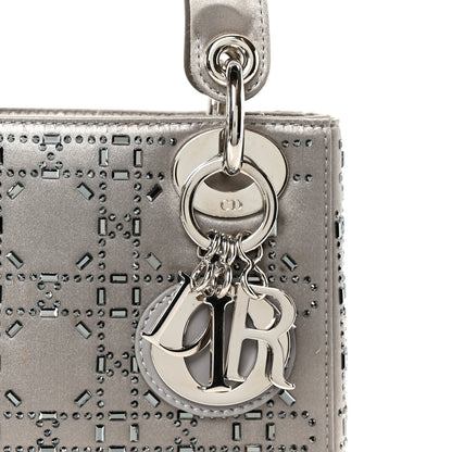 Christian Dior Satin Crystal Cannage Mini Lady Dior Gray 8 of 11