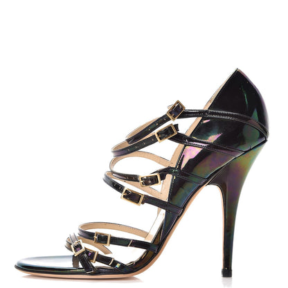 Jimmy Choo Patent Oil Slick Atlas Strappy Sandals 38.5 Petrol 1 of 11