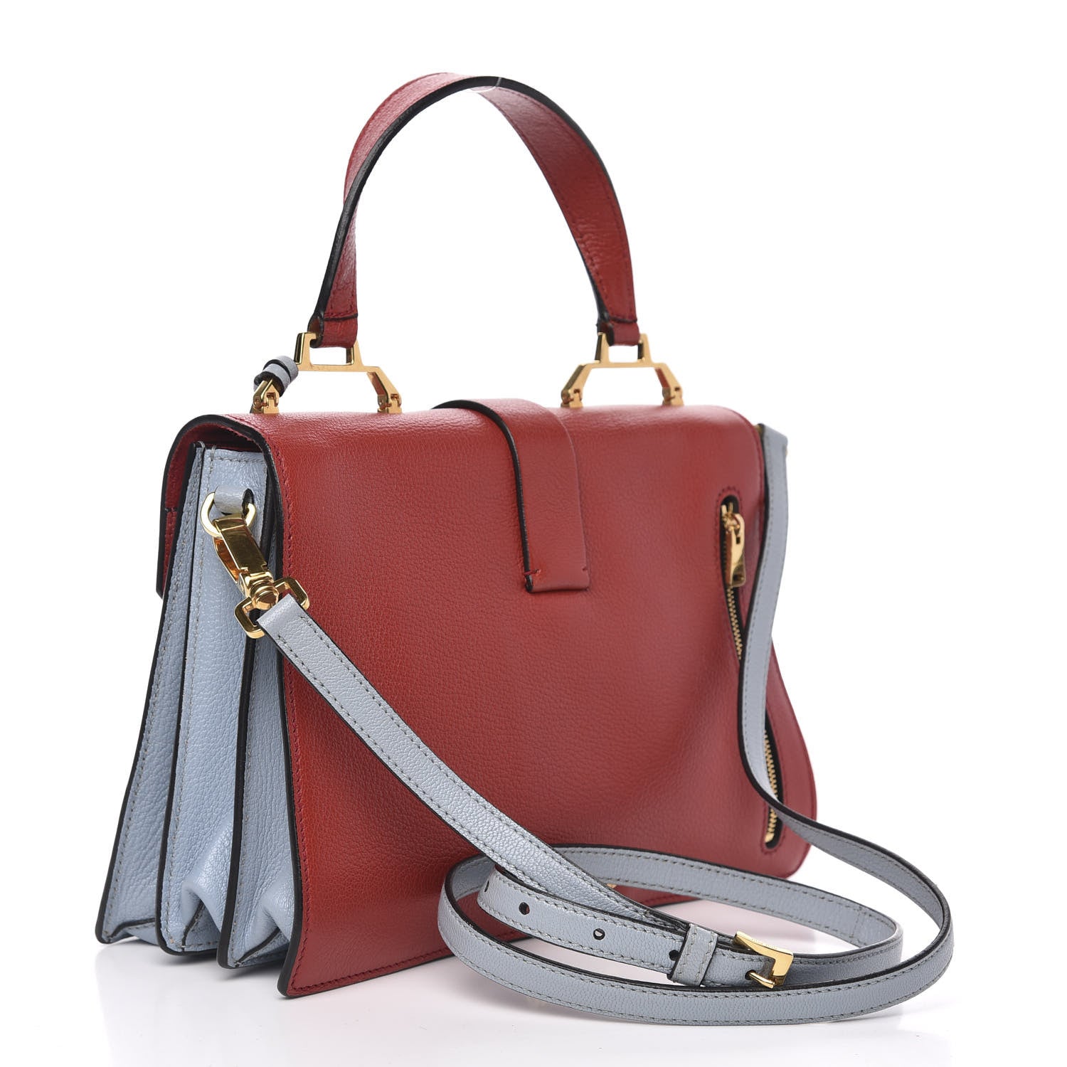 Miu Miu Goatskin Madras Top Handle Bag Rosso Cielo 2 of 10