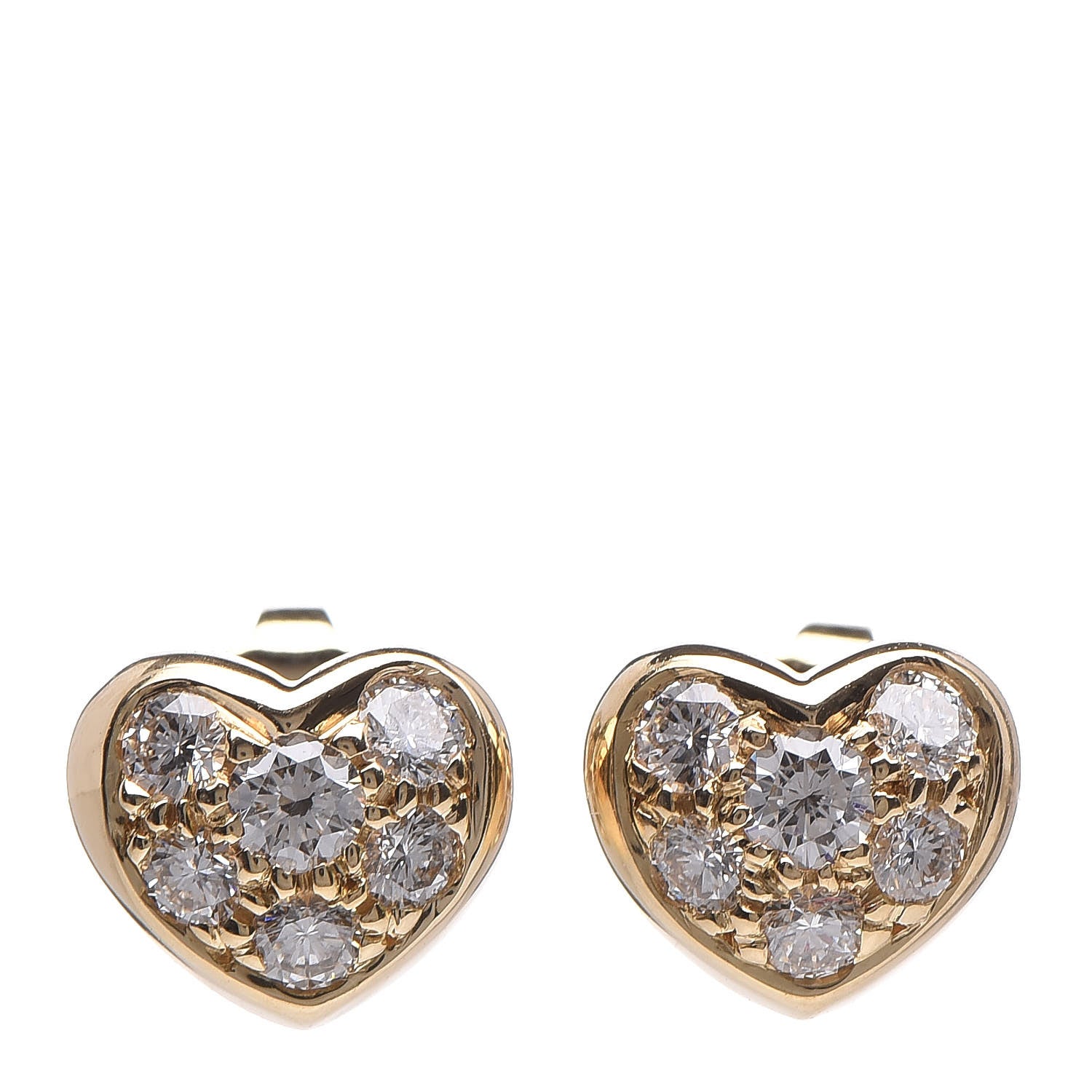Tiffany 18K Yellow Gold Diamond Heart Earrings 1 of 5