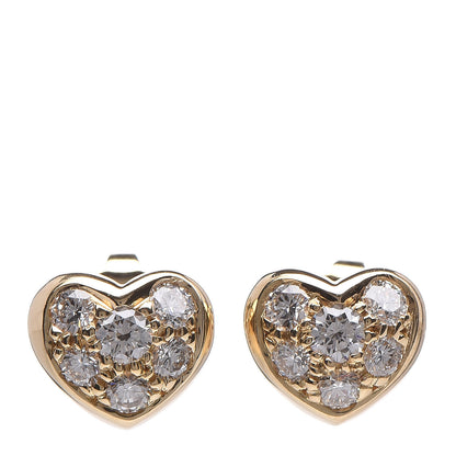Tiffany 18K Yellow Gold Diamond Heart Earrings 1 of 5