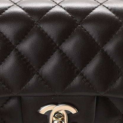 Chanel Lambskin Quilted Mini Rectangular Flap Dark Brown 8 of 10
