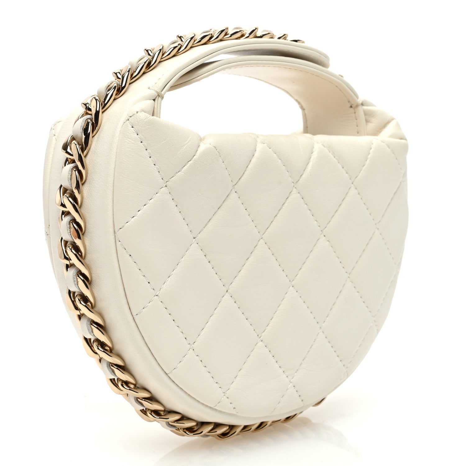 Chanel Lambskin Quilted Chain Around Pouch White 4 of 13